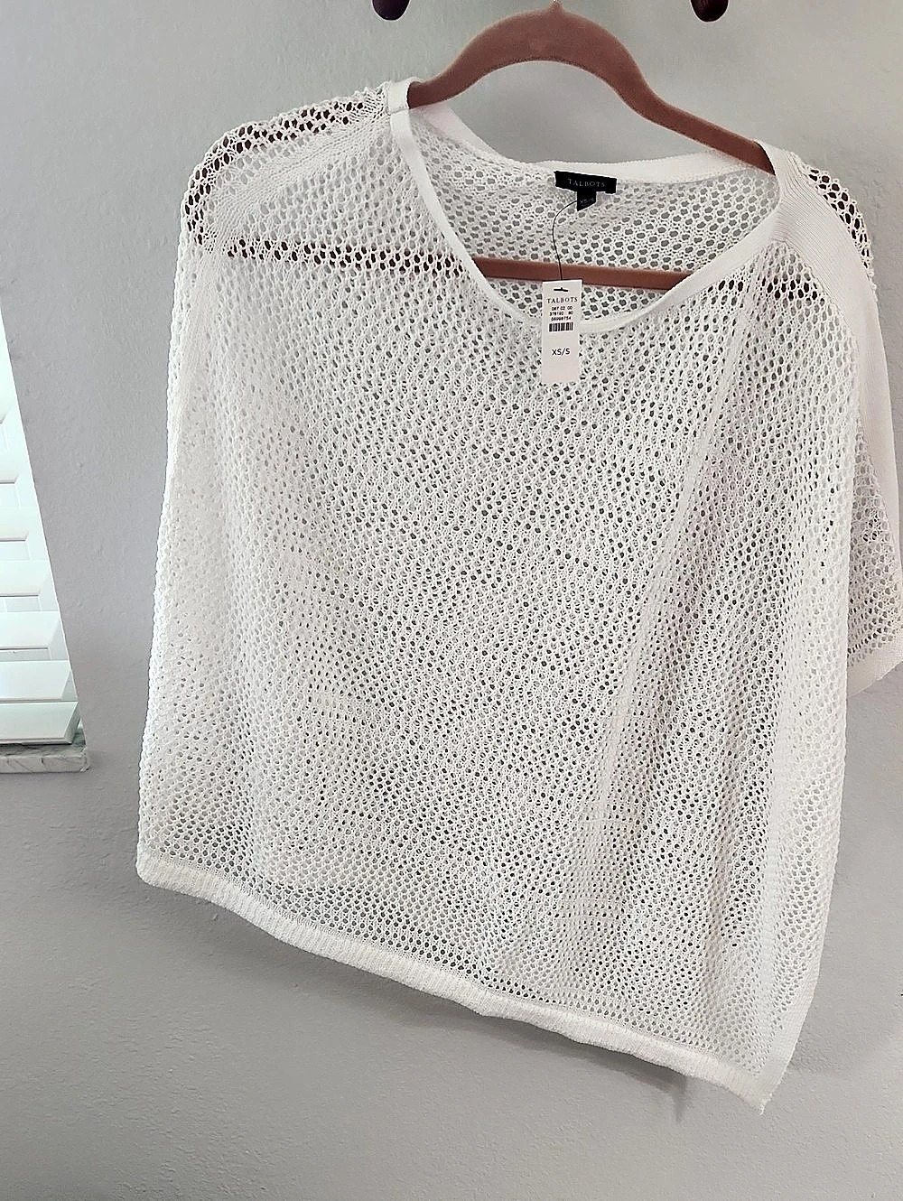 Talbots Open Knit Sweater/shawl White Size XS/S NWT